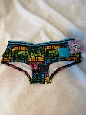 Pink Cookie Black Multicolor 'Rock & Roll' Hipster Briefs with Turquoise Trim